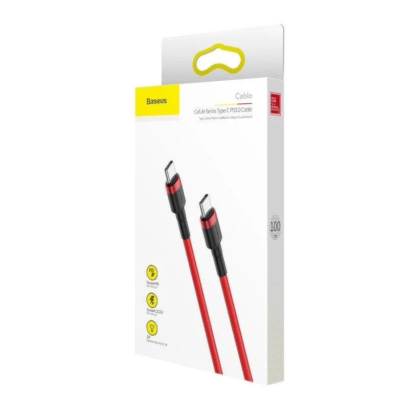 Baseus Cafule USB-C į USB-C Laidas 60W 1m Raudonas