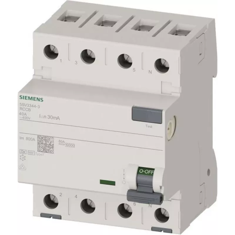 Siemens 5SV33443 SENTRON RCCB 4-Pole 40A 30mA Type A 400V