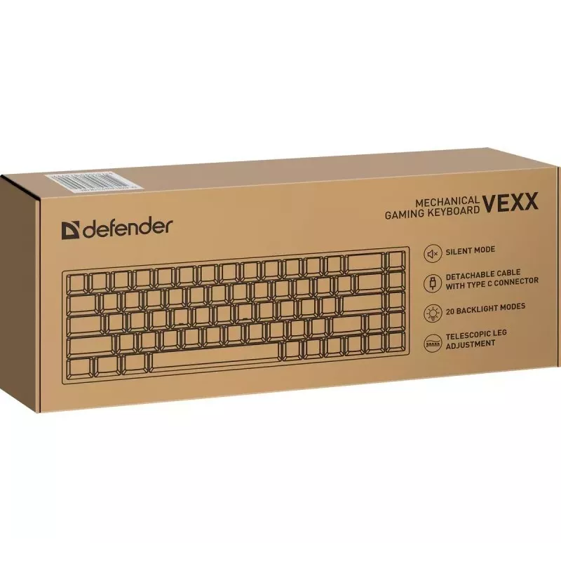Defender VEXX GK-084 mechaninė žaidimų klaviatūra, 75% išdėstymas, Outemu Red jungikliai, balta