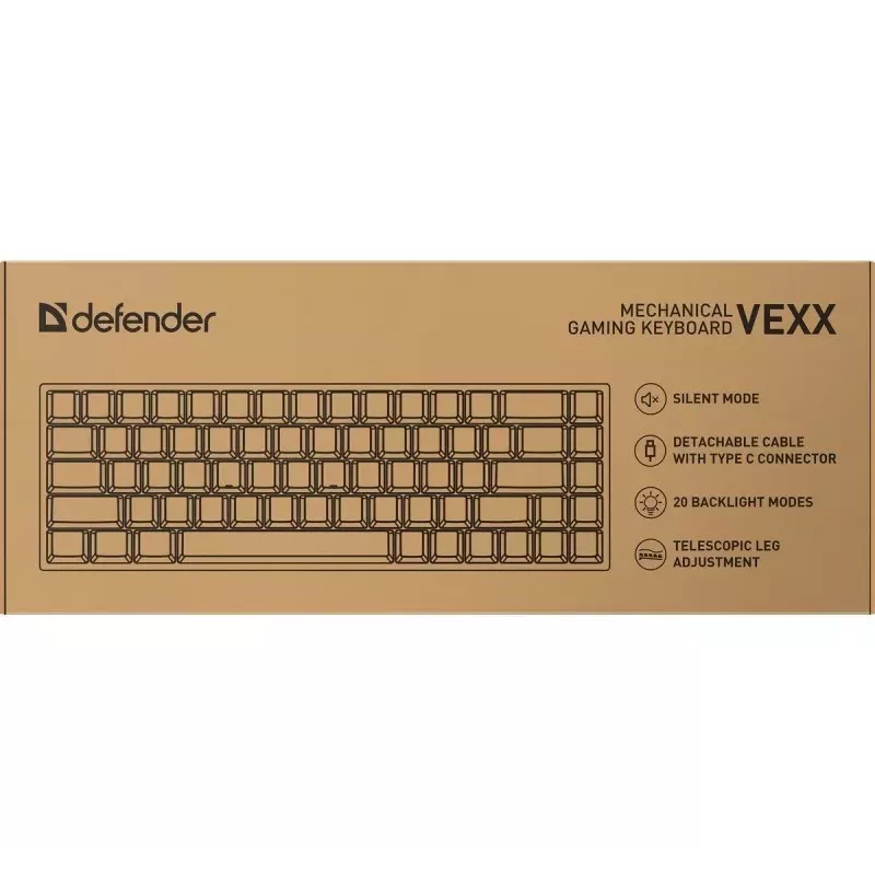 Defender VEXX GK-084 mechaninė žaidimų klaviatūra, 75% išdėstymas, Outemu Red jungikliai, balta