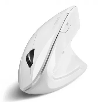Perixx PERIMICE-813 W vertikali ergonominė belaidė optinė pelė dešinei rankai, RF + Bluetooth, balta