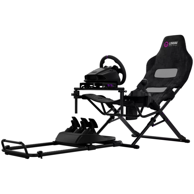 LORGAR FLEX RAF1 Sim Racing Cockpit Advanced, Foldable, 150x72x113 cm Playing, 38x72x126 cm Folded, Black