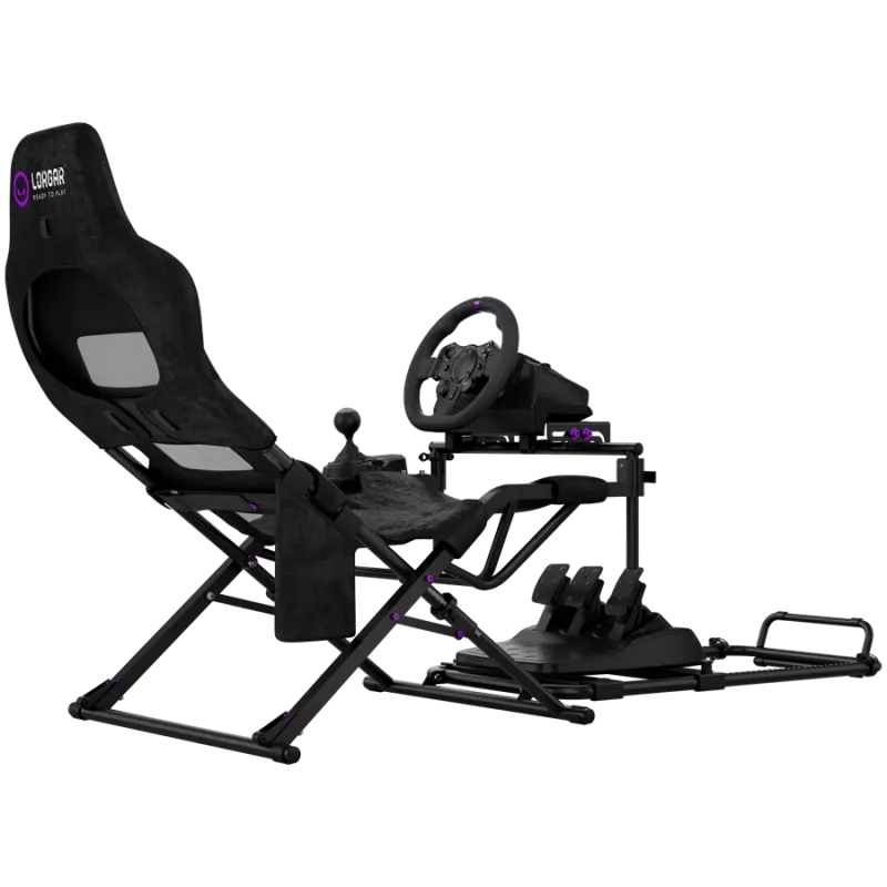 LORGAR FLEX RAF1 Sim Racing Cockpit Advanced, Foldable, 150x72x113 cm Playing, 38x72x126 cm Folded, Black