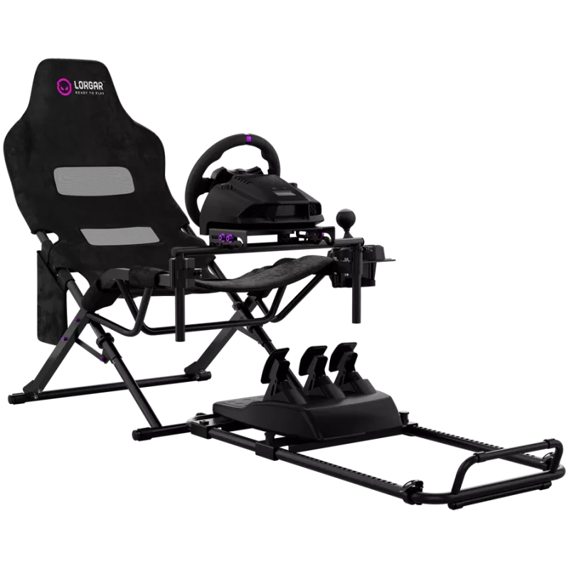 LORGAR FLEX RAF1 Sim Racing Cockpit Advanced, Foldable, 150x72x113 cm Playing, 38x72x126 cm Folded, Black