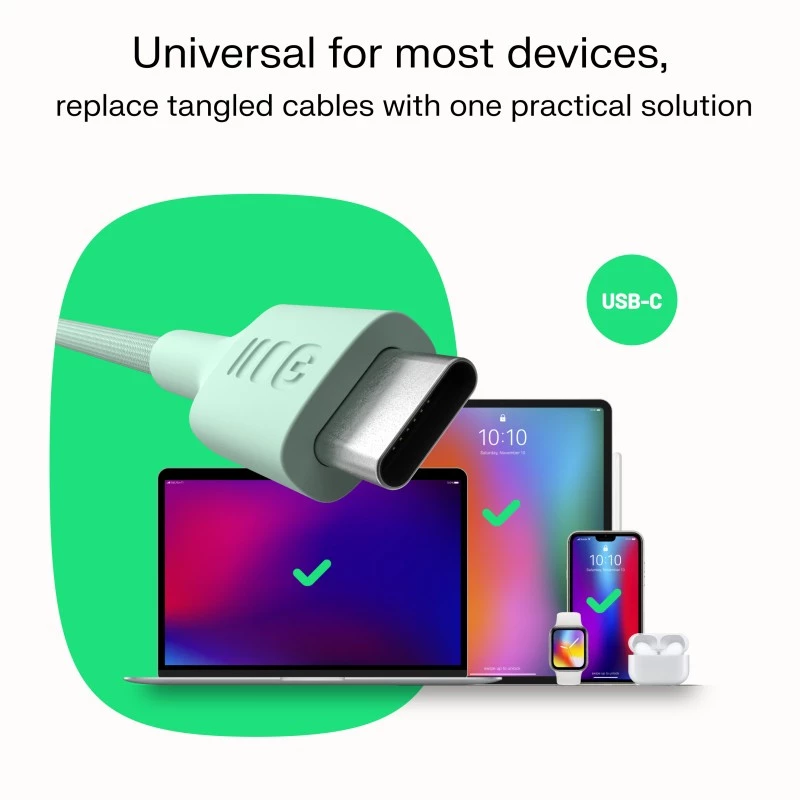 GREEN CELL USB-C į USB-C PowerStream 100W Pintas Laidas 1,2m Juodas