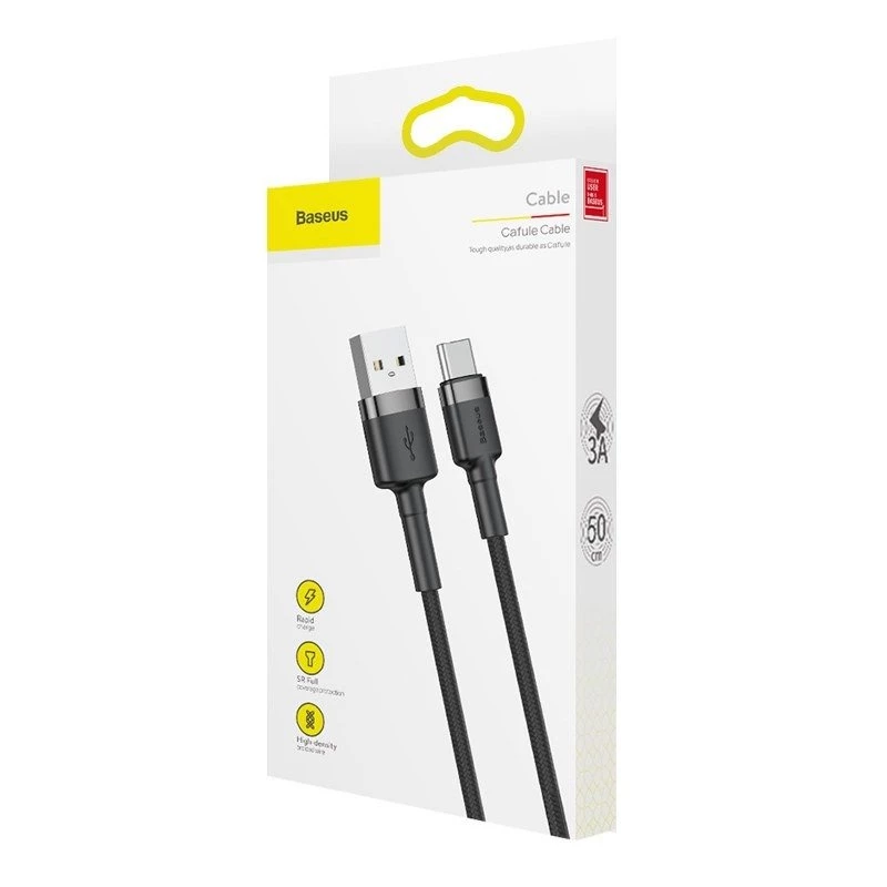 Baseus Cafule USB-A į USB-C laidas 0,5m Pilka+Juoda