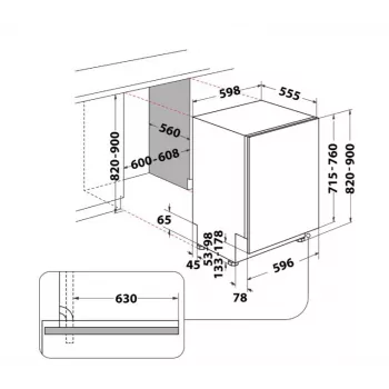 Whirlpool W7IHT40T Pilnai Integruota Indų Plovimo Mašina, 14 Servizų, Energijos Klasė C, 40 dB, NaturalDry