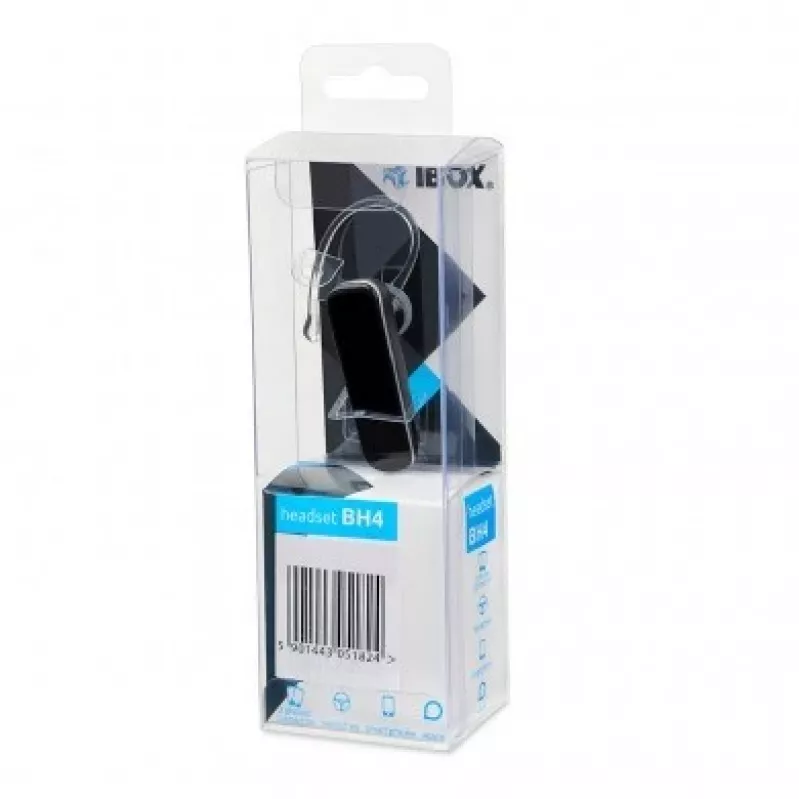 iBox BH4 Bluetooth ausinės su ausų kabliuku, belaidės, juodos