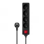 SAVIO LZ-14 ilgintuvas su jungikliu, 4 lizdų, 3 m, juodas