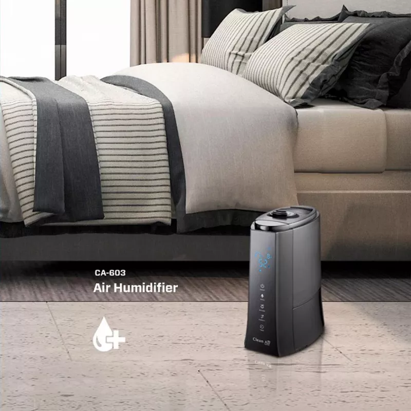 Clean Air Optima CA-603 Ultragarsinis Drėkintuvas su Jonizatoriumi, 5.5L, Šaltas ir Šiltas Rūkas, Iki 60 m², Skaitmeninis Liečiamas Skydelis, Nuotolinio Valdymo Pultelis, Wi-Fi Programa