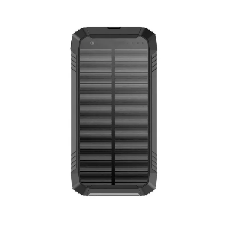 PowerNeed S20000Q 20000mAh lauko saulės energijos bankas su belaidžiu įkrovimu, QC3.0 ir PD 20W, juodas