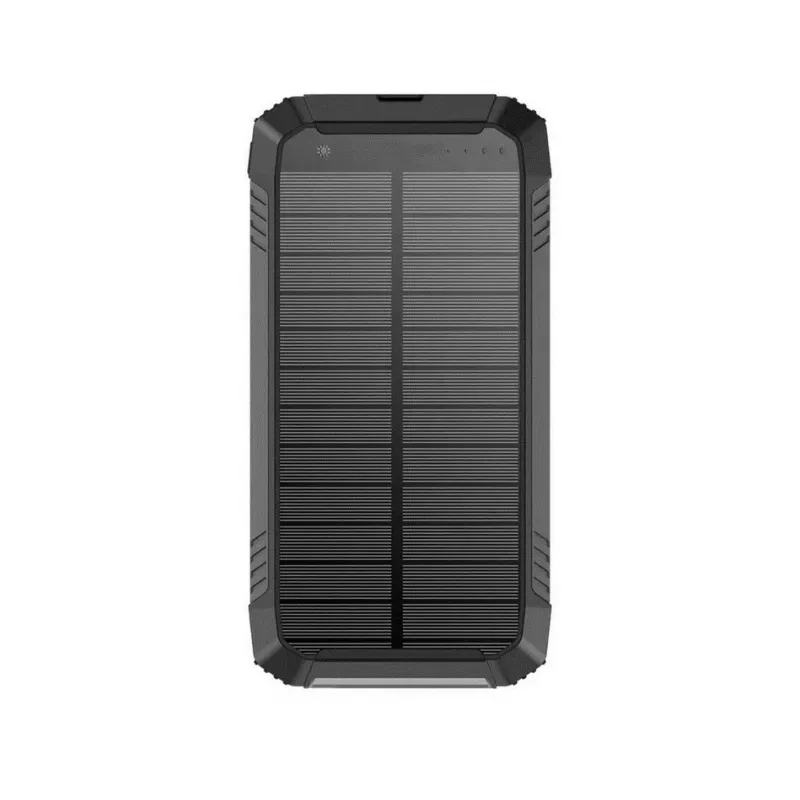 PowerNeed S20000Q 20000mAh lauko saulės energijos bankas su belaidžiu įkrovimu, QC3.0 ir PD 20W, juodas