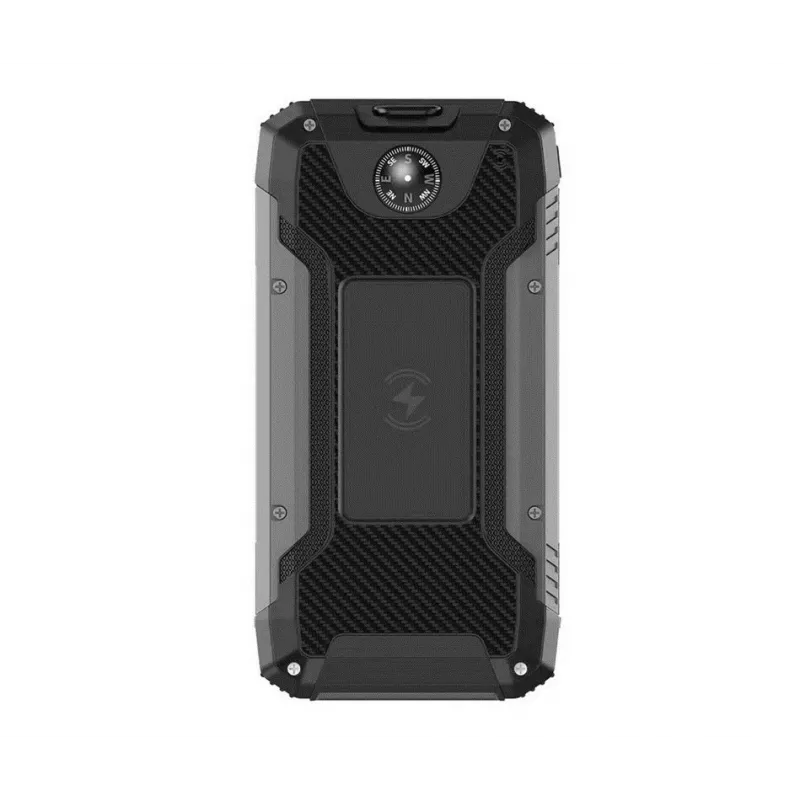 PowerNeed S20000Q 20000mAh lauko saulės energijos bankas su belaidžiu įkrovimu, QC3.0 ir PD 20W, juodas