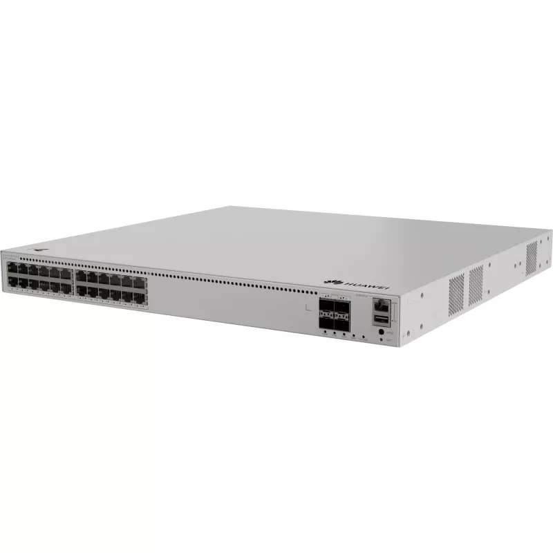 Huawei eKitEngine S310-24PN4X valdomas L2+ PoE+ komutatorius – 24x 2.5G PoE+ prievadai + 4x 10G SFP+ uplinkai, 400W PoE biudžetas, montuojamas į stelažą