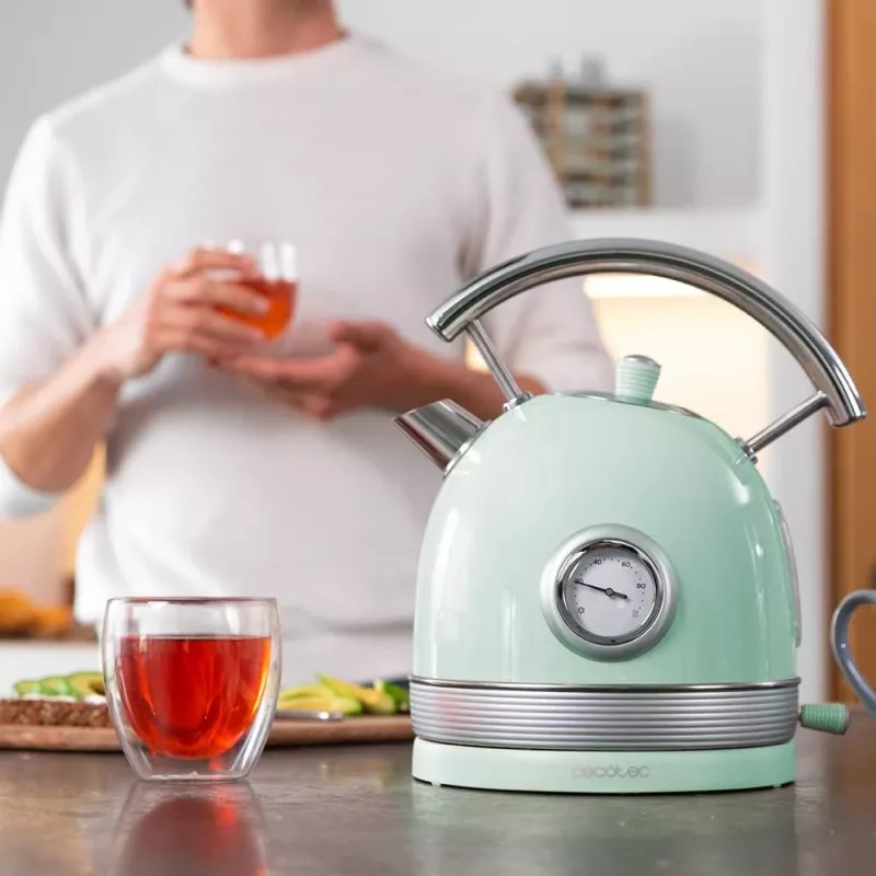 Cecotec Kettle ThermoSense 420 Vintage 2200 W Electric 1.8 L Stainless Steel 360° Rotational Base Light Green