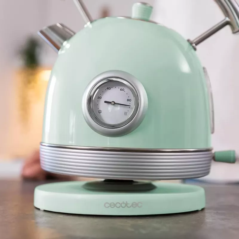 Cecotec Kettle ThermoSense 420 Vintage 2200 W Electric 1.8 L Stainless Steel 360° Rotational Base Light Green