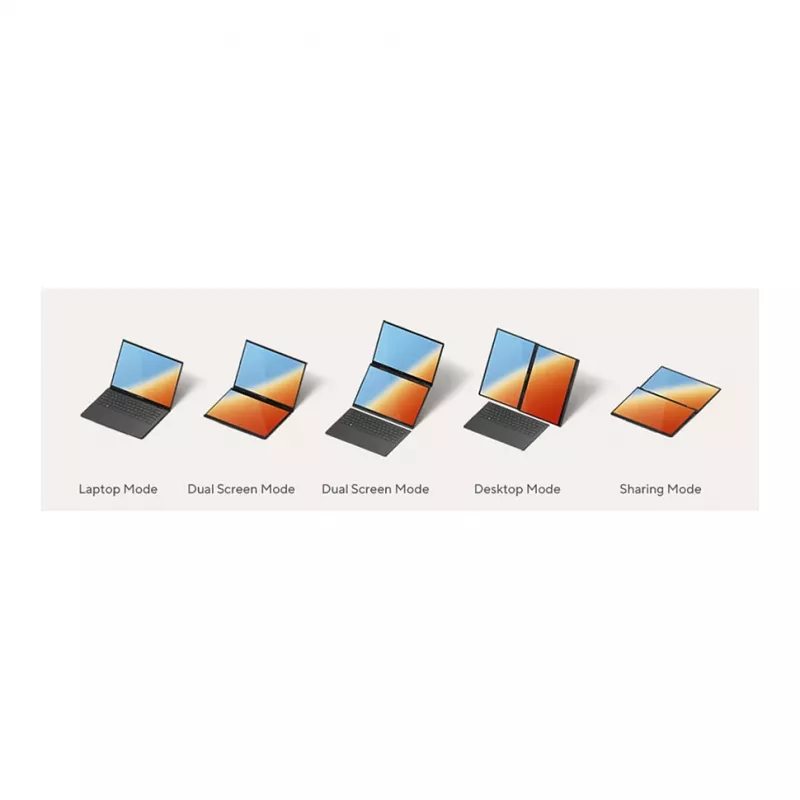 ASUS Zenbook Duo UX8407AA-SN469X Copilot+ PC nešiojamas kompiuteris, 14 colių 3K OLED jutiklinis 144Hz, Intel Core Ultra 9 386H, 32GB LPDDR5x, 1TB SSD, Windows 11 Pro, vokiška QWERTZ klaviatūra