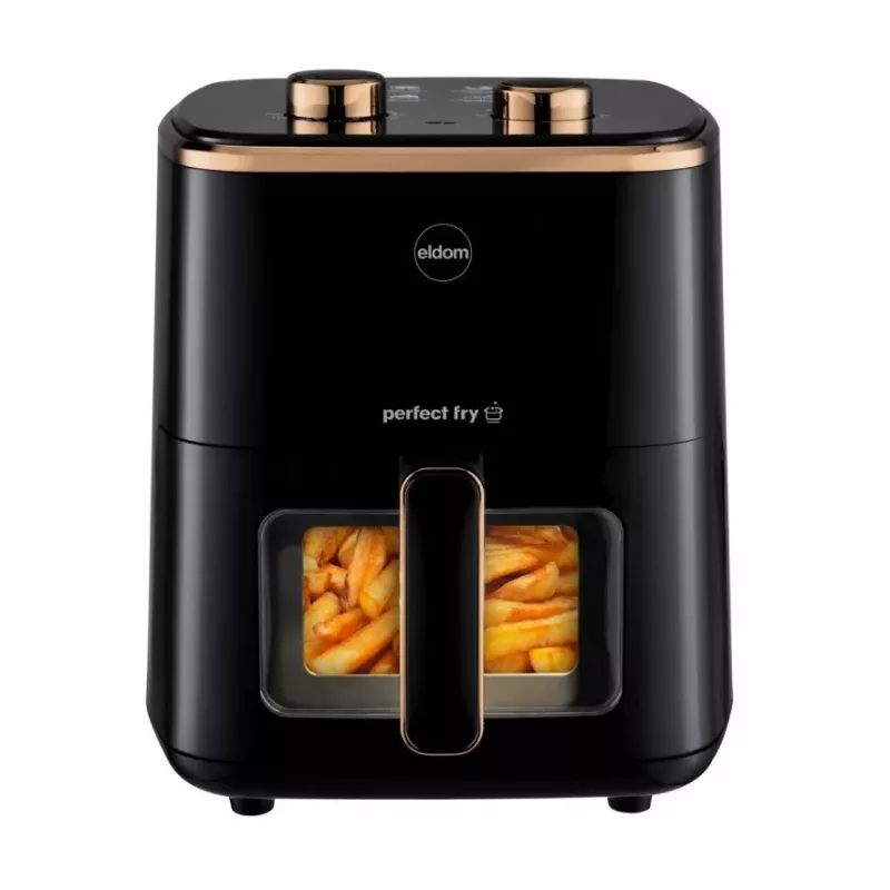 ELDOM FRITTA Karšto oro gruzdintuvė be riebalų 5.0 L, reguliuojama temperatūra, laikmatis, 1500 W, juoda