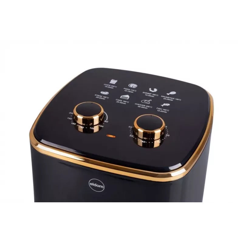 ELDOM FRITTA Karšto oro gruzdintuvė be riebalų 5.0 L, reguliuojama temperatūra, laikmatis, 1500 W, juoda