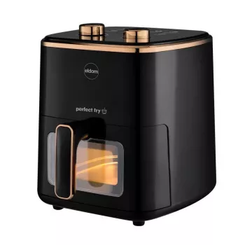 ELDOM FRITTA Karšto oro gruzdintuvė be riebalų 5.0 L, reguliuojama temperatūra, laikmatis, 1500 W, juoda