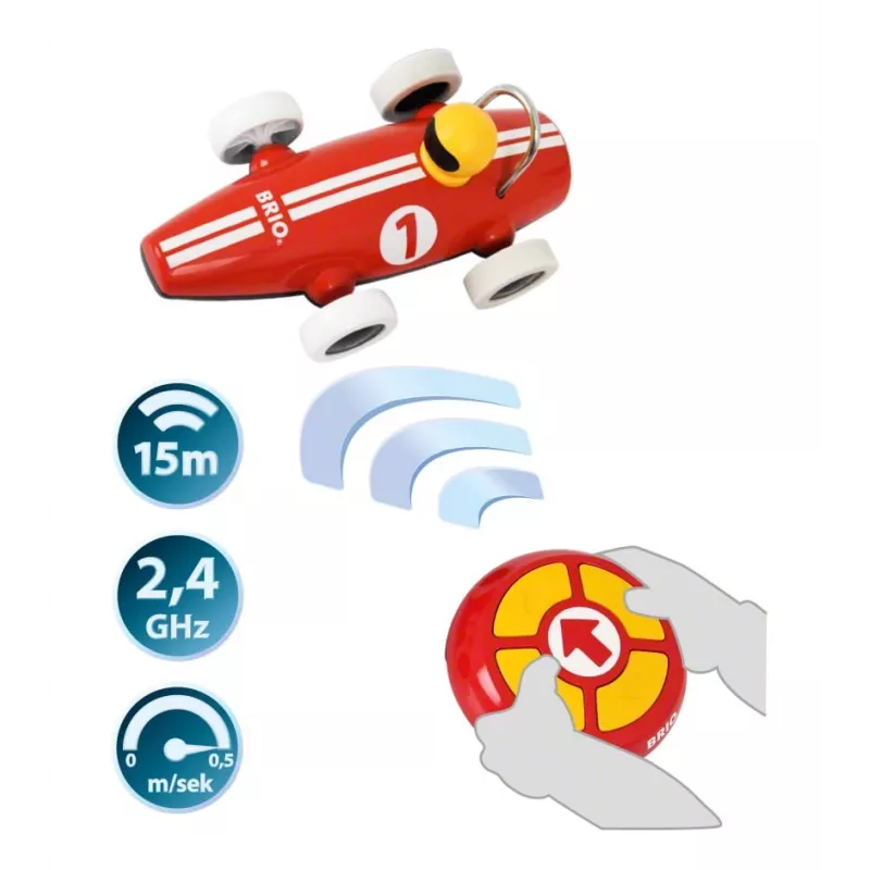 BRIO RC Rennwagen su nuotolinio valdymo pulteliu, raudona/balta