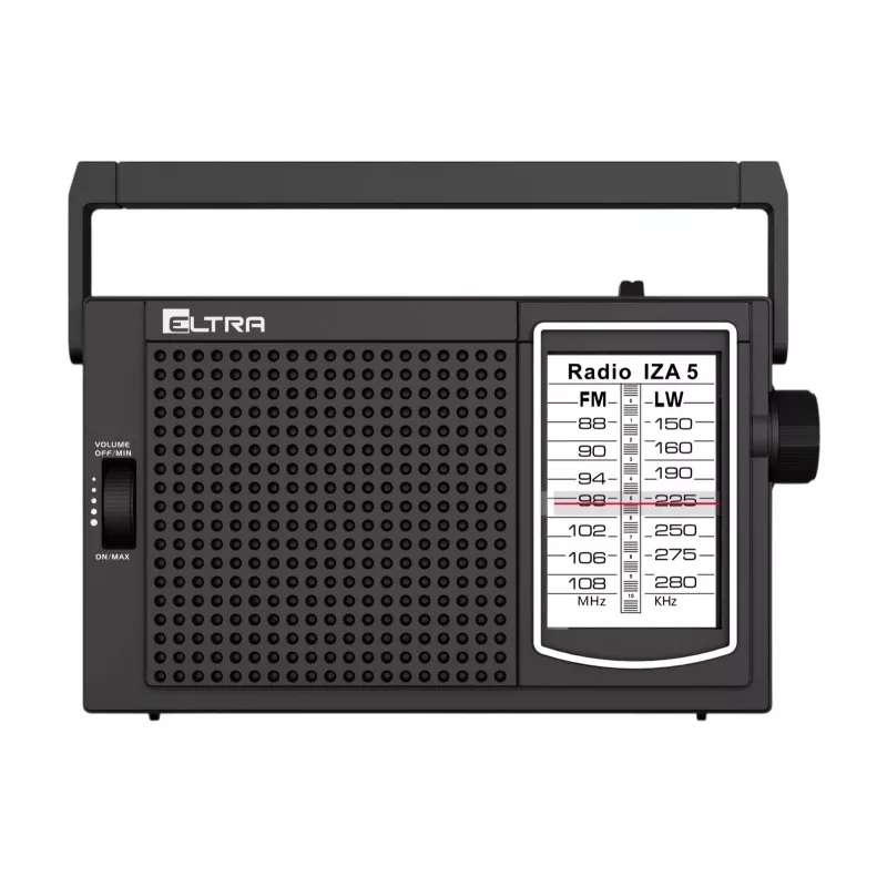 ELTRA Radio IZA-5 Black nešiojamas FM radijas su AM LW juostomis, AUX įėjimu, baterijos / tinklo maitinimas