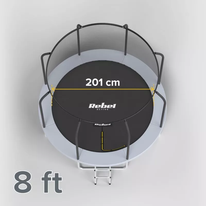 REBEL Active Trampoline PRO 8ft/244cm su apsauginiu tinklu ir kopėtėlėmis