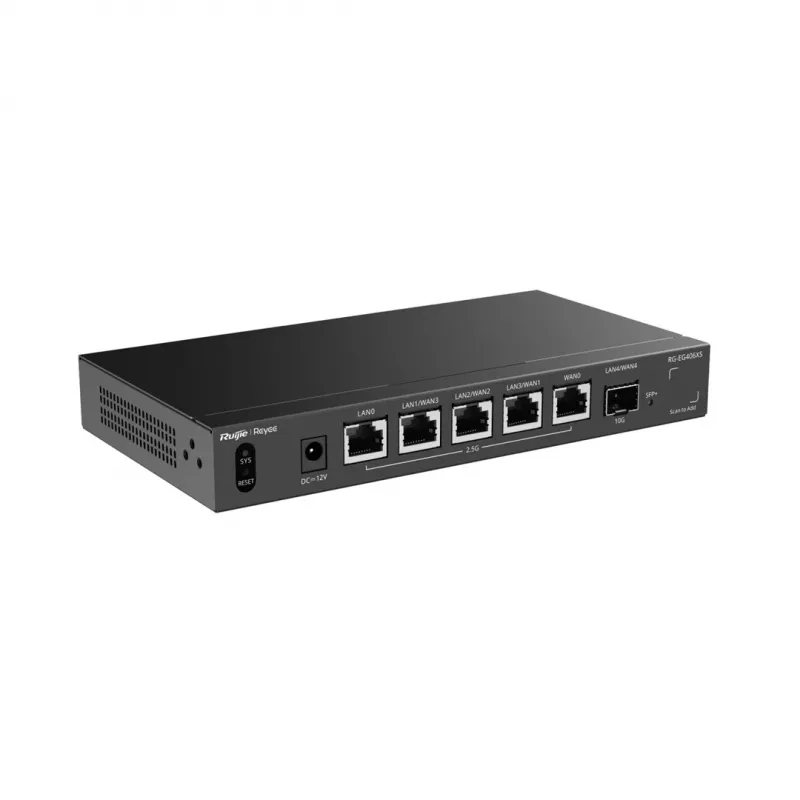 Ruijie Reyee RG-EG406XS Multi-WAN debesų valdymo šliuzas, 6 prievadai, 2,5GE WAN/LAN, 10G SFP+, VPN, debesų valdymas, montuojamas į stelažą
