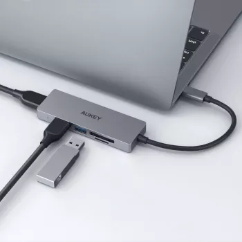 AUKEY CB-C63 USB-C Hub Ultra Slim 4-in-1 Aluminum Space Gray