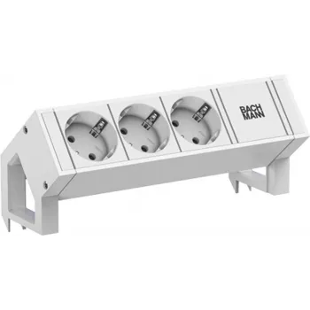 Bachmann DESK2 White Power Strip 3x Schuko CEE 7/3 2m Cable 902.3205