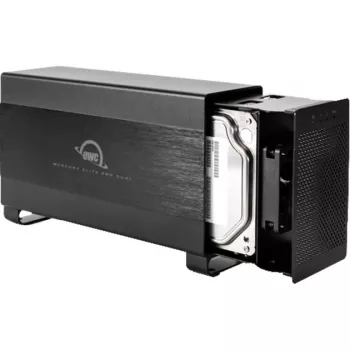 OWC Mercury Elite Pro Dual - Išorinis RAID dėklas - 2 vietos - 2.5/3.5 colio - SATA I/II/III - USB 3.1 Gen 1 ir eSATA - Aliuminis - Juoda