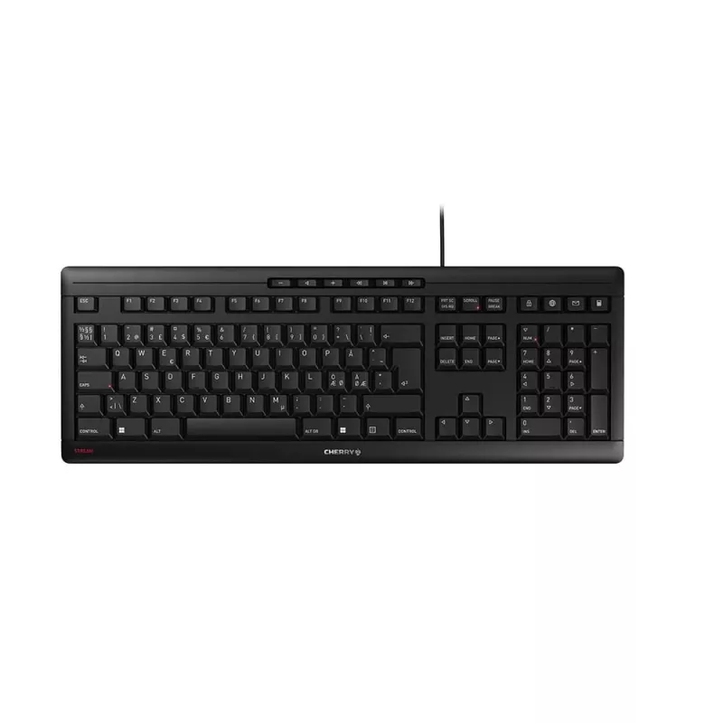 Cherry STREAM KEYBOARD - Wired USB Keyboard - Pan-Nordic Layout - Black