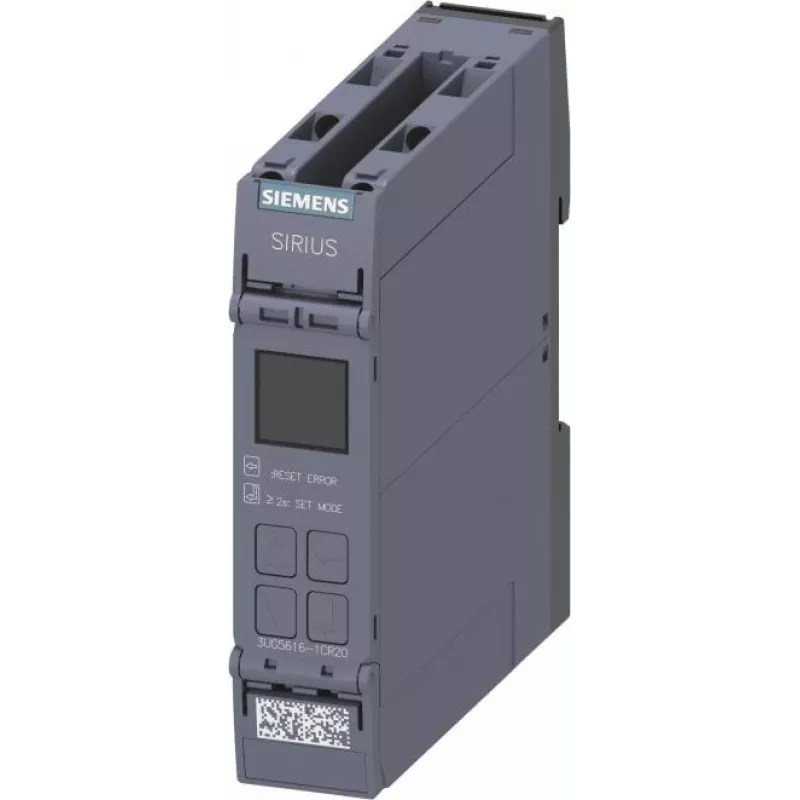 Siemens 3UG5616-1CR20 Tinklo stebėjimo relė, 24 V AC/DC, trifazė įtampos stebėjimo relė, LCD ekranas, DIN bėgelis