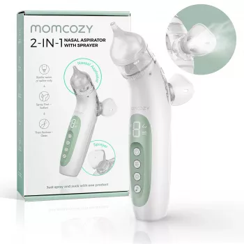 Momcozy BN007 BreezyClear 2-in-1 Saline Spray and Suction Electric Nasal Aspirator