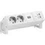 Bachmann DESK2 Pure White stalinis maitinimo modulis su 2x Schuko lizdais ir 65W USB-C PD, 0,2 m laidu, RAL 9010