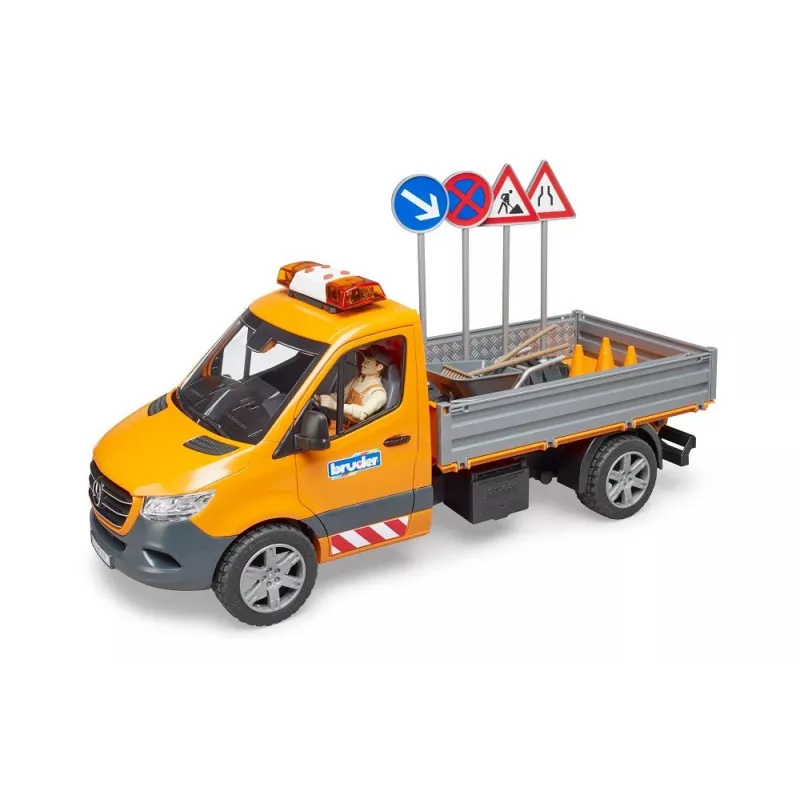 BRUDER MB Sprinter Municipal su šviesos ir garso moduliu, oranžinė, 1:16 mastelis
