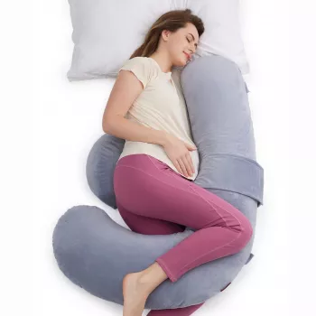 MOMCOZY PP006 F-Shaped Pregnancy Pillow Air Layer Grey