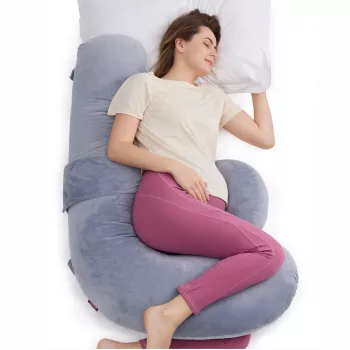 MOMCOZY PP006 F-Shaped Pregnancy Pillow Air Layer Grey