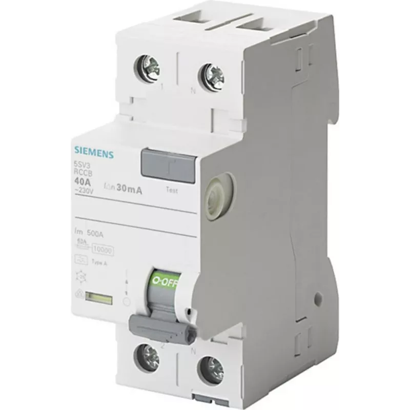 Siemens 5SV3111-6 SENTRON RCCB 25A 30mA Type A 2-Pole 230V 10kA White