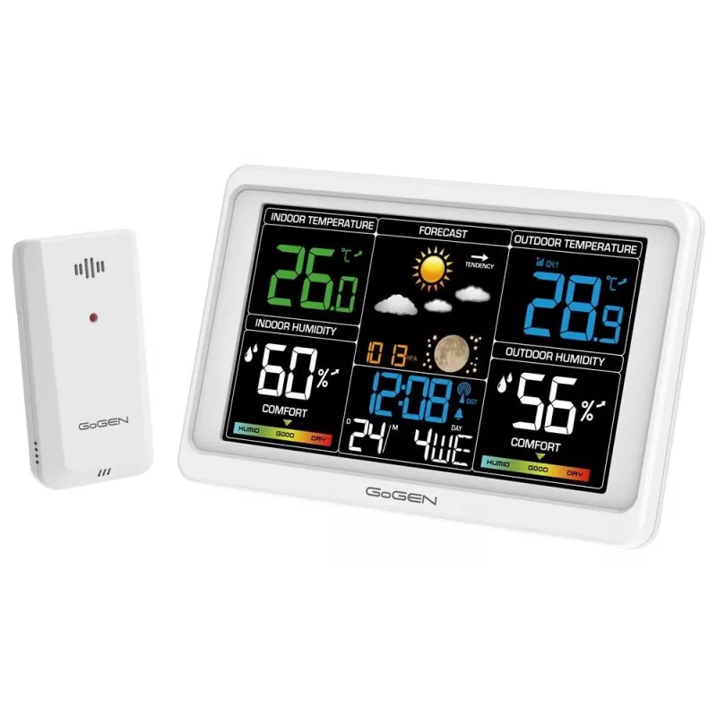GoGEN GOG-ME3350W belaidė orų stotelė su spalvotu LCD ekranu ir lauko jutikliu