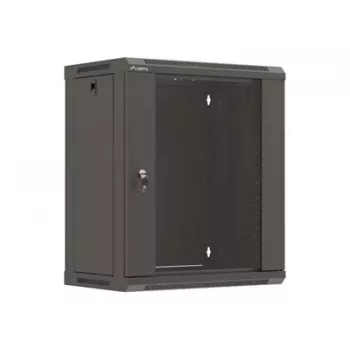 LANBERG WF03-5312-10B 19 inch Sieninis Racko Spintas 12U 540x350 Plokščios Pakuotės su Stiklo Durimis Juoda