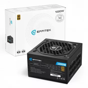 EFFITEK maitinimo blokas 1000W Gold ATX 3.1, PCIe 5.1 Modular Cable