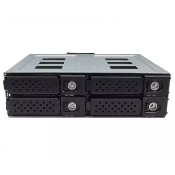 Jou Jye JJ-N-49SS-T 12G 4-Bay 2,5 inch SATA/SAS Hot-Swap Mobile Rack for 5,25 inch Bay - Black