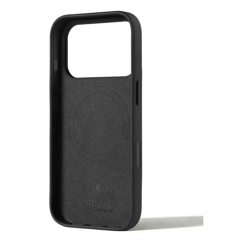 Mujjo Wallet Leather Case for iPhone 17 Pro su MagSafe (Juoda)