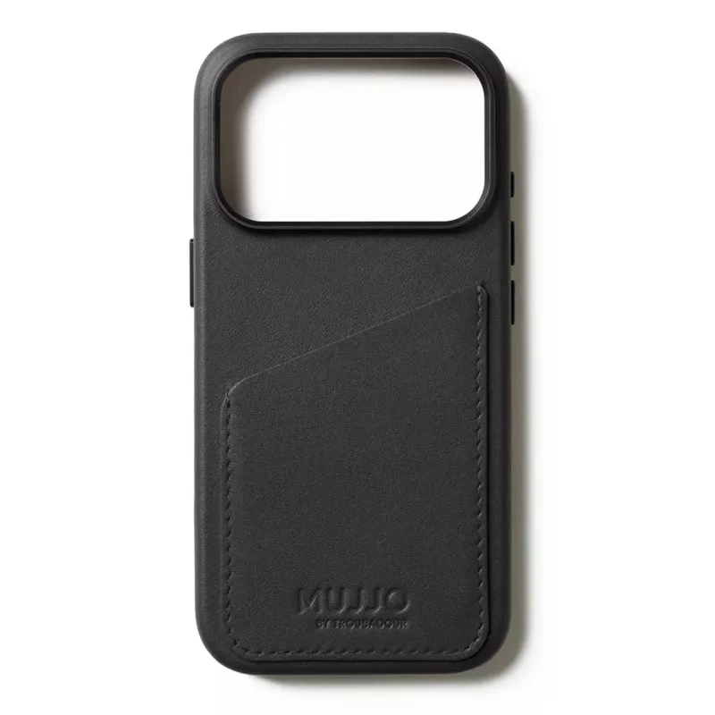 Mujjo Wallet Leather Case for iPhone 17 Pro su MagSafe (Juoda)