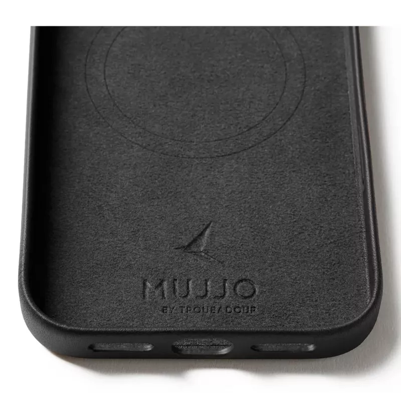 Mujjo Wallet Leather Case for iPhone 17 Pro Max su MagSafe (Juoda)