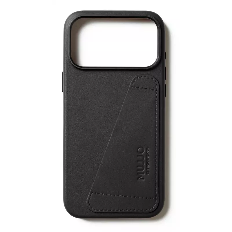 Mujjo Wallet Leather Case for iPhone 17 Pro Max su MagSafe (Juoda)