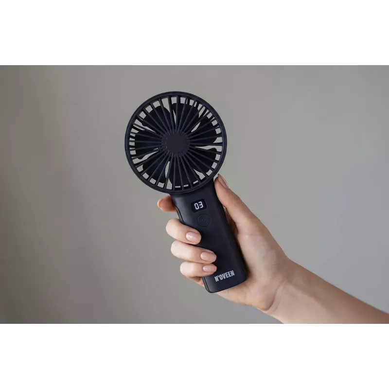 N'OVEEN F120 nešiojamas stalinis ventiliatorius su įkraunama baterija, USB, 1200 mAh, 3 greičiai, baltas