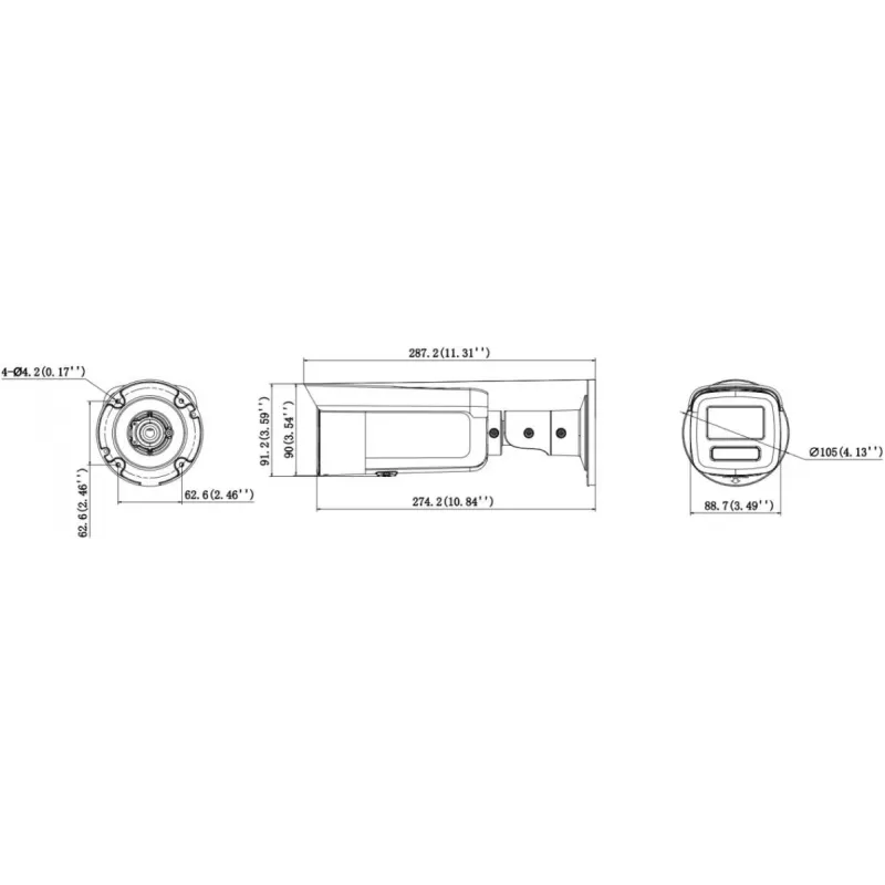 Hikvision DS-2CD2T46G3-2IZY(2.8/4mm)(BLACK) 4MP AcuSense Bullet IP Camera