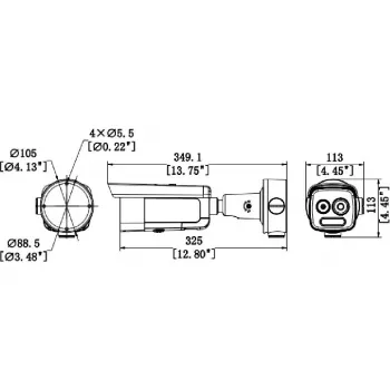 Hikvision HM-TD2618-3/G0/T1A Termovizinė ir optinė IP kamera, 160x120 terminis, 4MP optinis, 3,1mm terminis objektyvas, 4mm optinis objektyvas, IP66